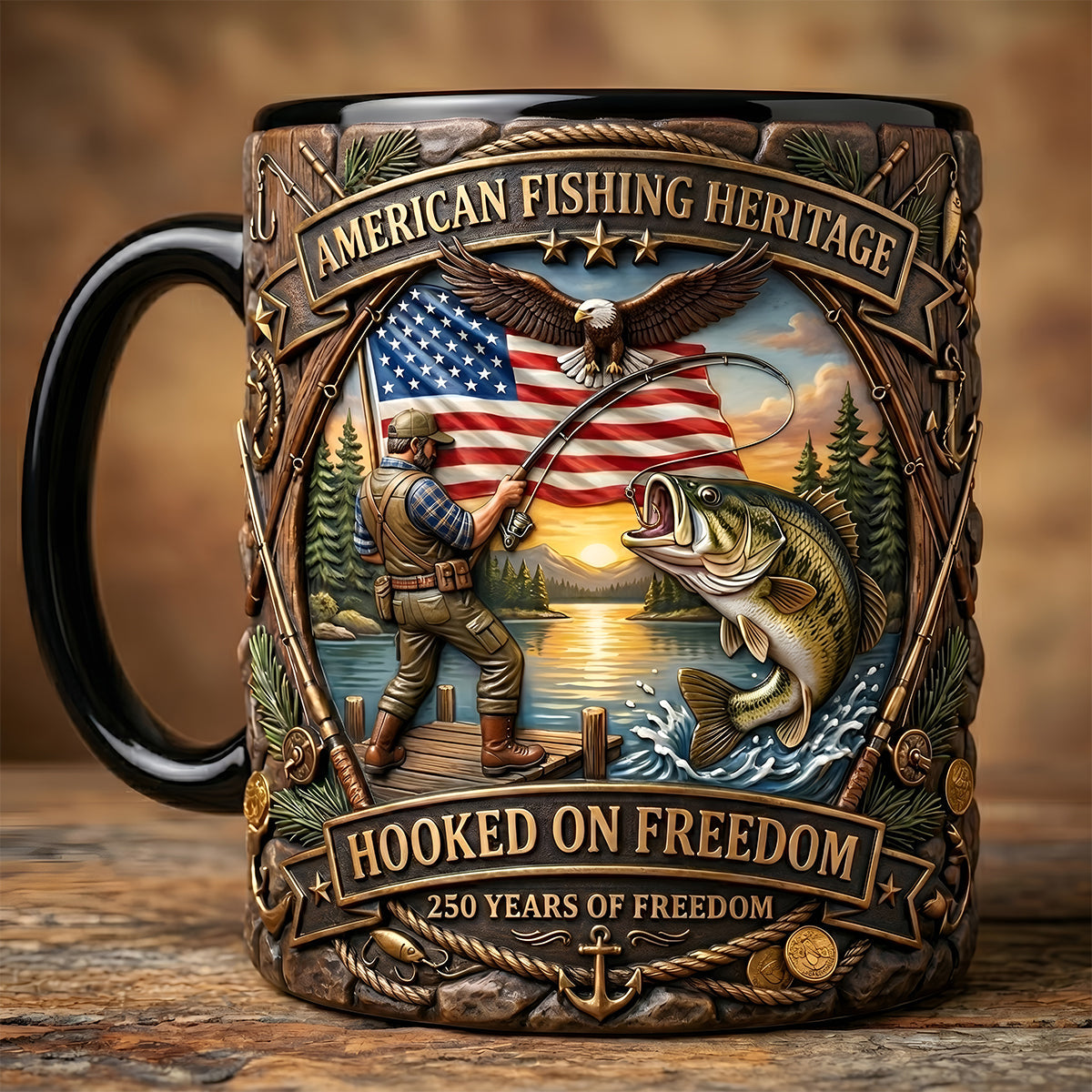 Hooked On Freedom Accent Mug - Personalized Gift For Fisherman 04tytn250626