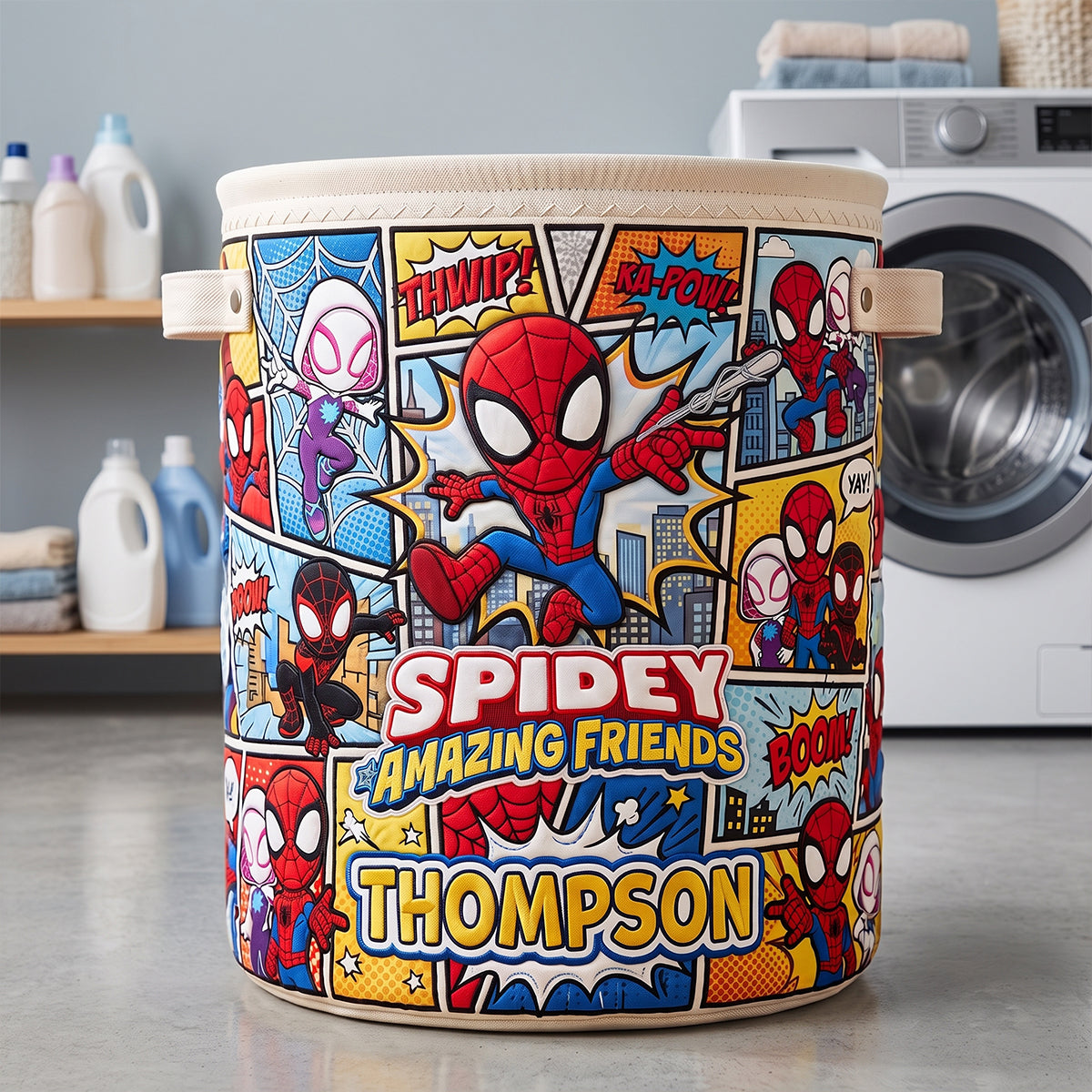 Comic Hero Quilted Laundry Basket - Personalize Gifts 02patn010726