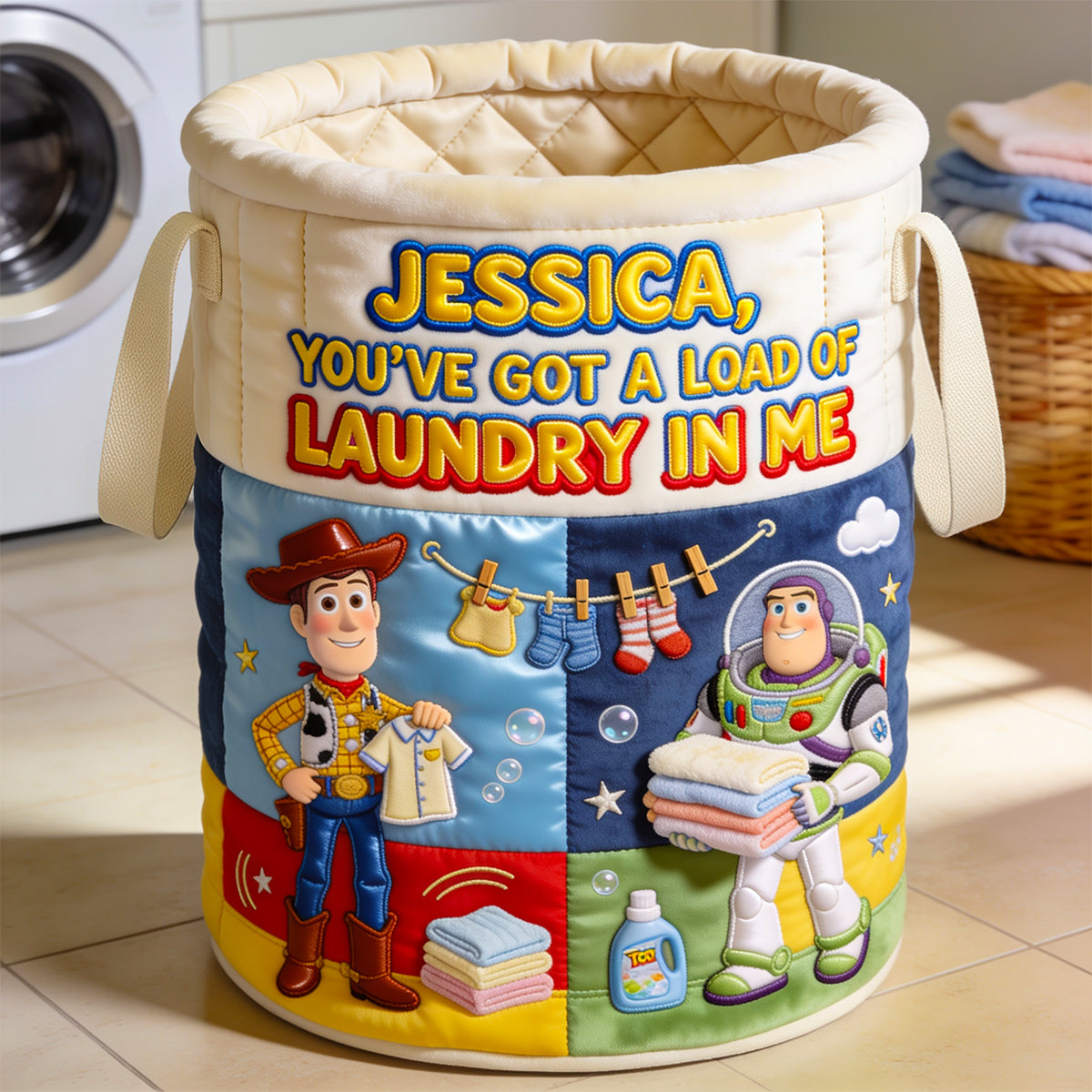 Colorful Quilted Laundry Basket - Personalized Gifts 05pgdt130726