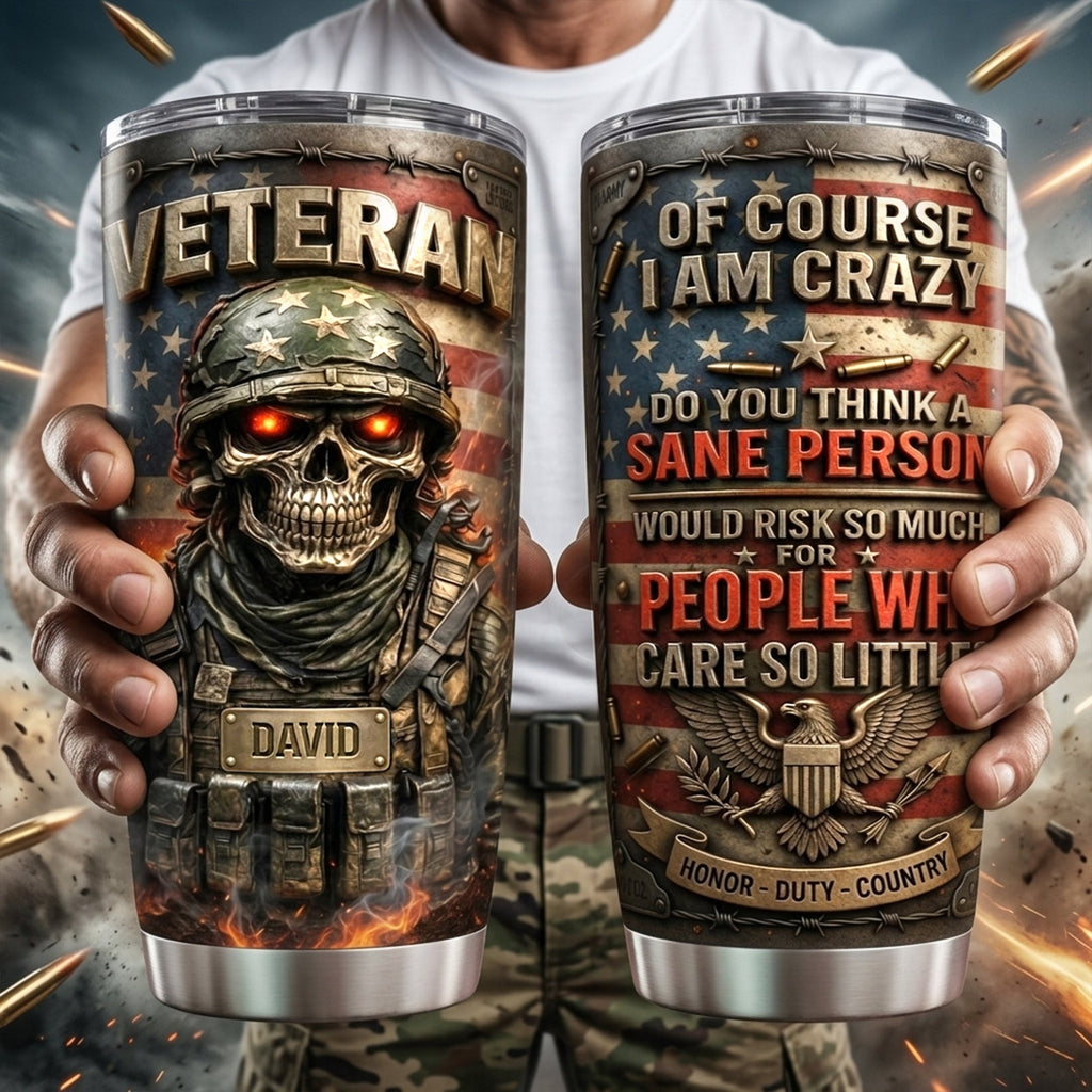 Fire Skull Veteran Tumbler Personalized Gifts For Veteran 04TYLU070426