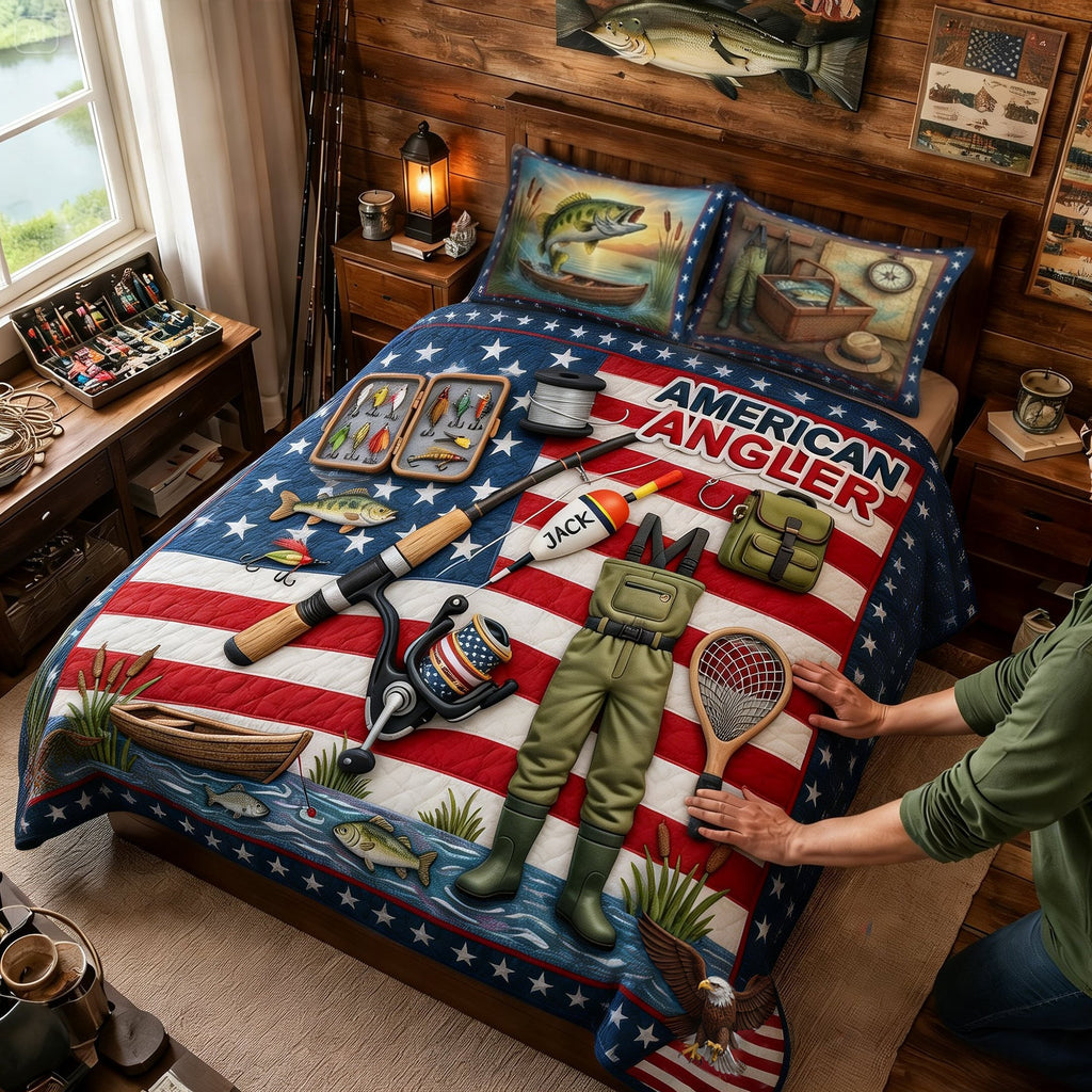 USA Fishing Quilt Bedding Set - Personalized Gifts For Fishing Lovers 05TYLU260326