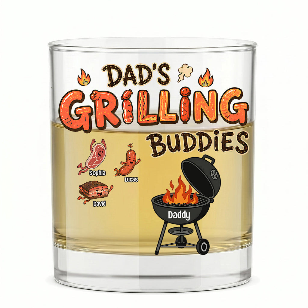 Grilling Buddy Dad And Kids 11oz Round Glass - Personalized Gifts For Father's Day Glass 02QHTN020626