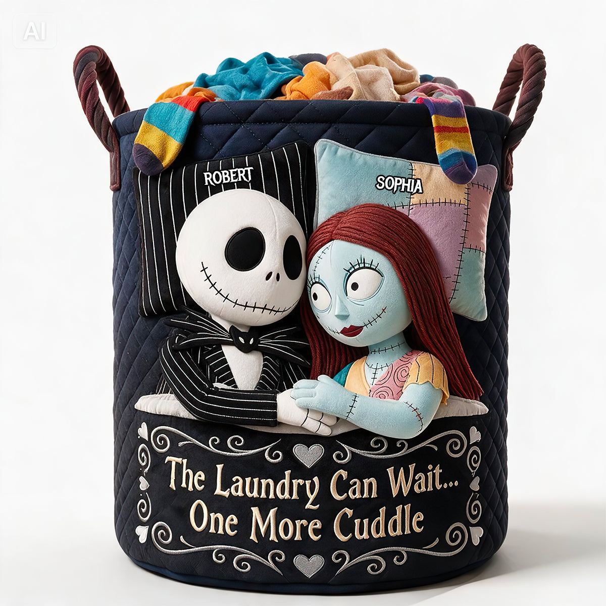 One More Cuddle Quilted Laundry Basket - Personalized Gifts For Couple 01OHDT130726