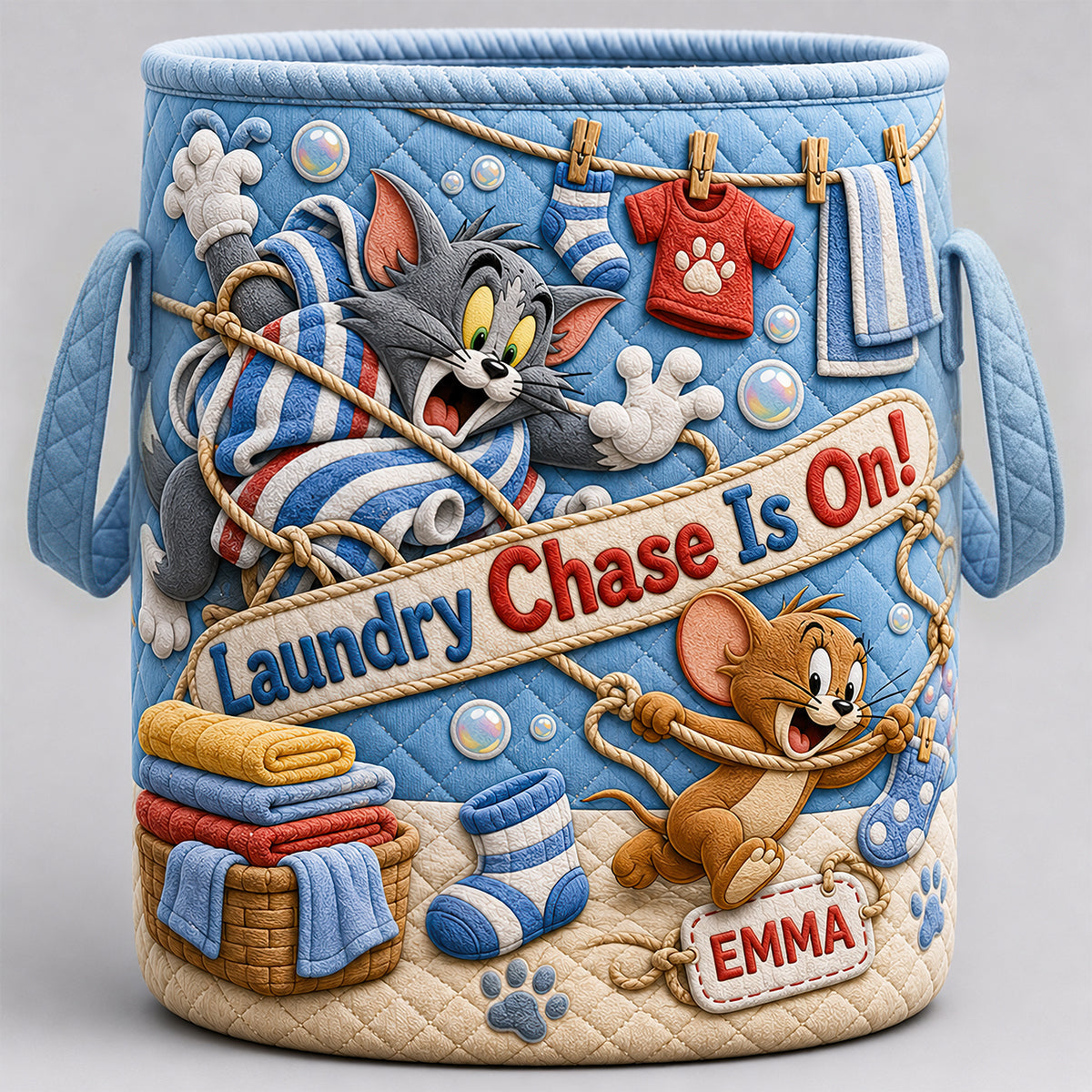 Playful Quilted Laundry Basket - Personalized Gifts 02hadt180726