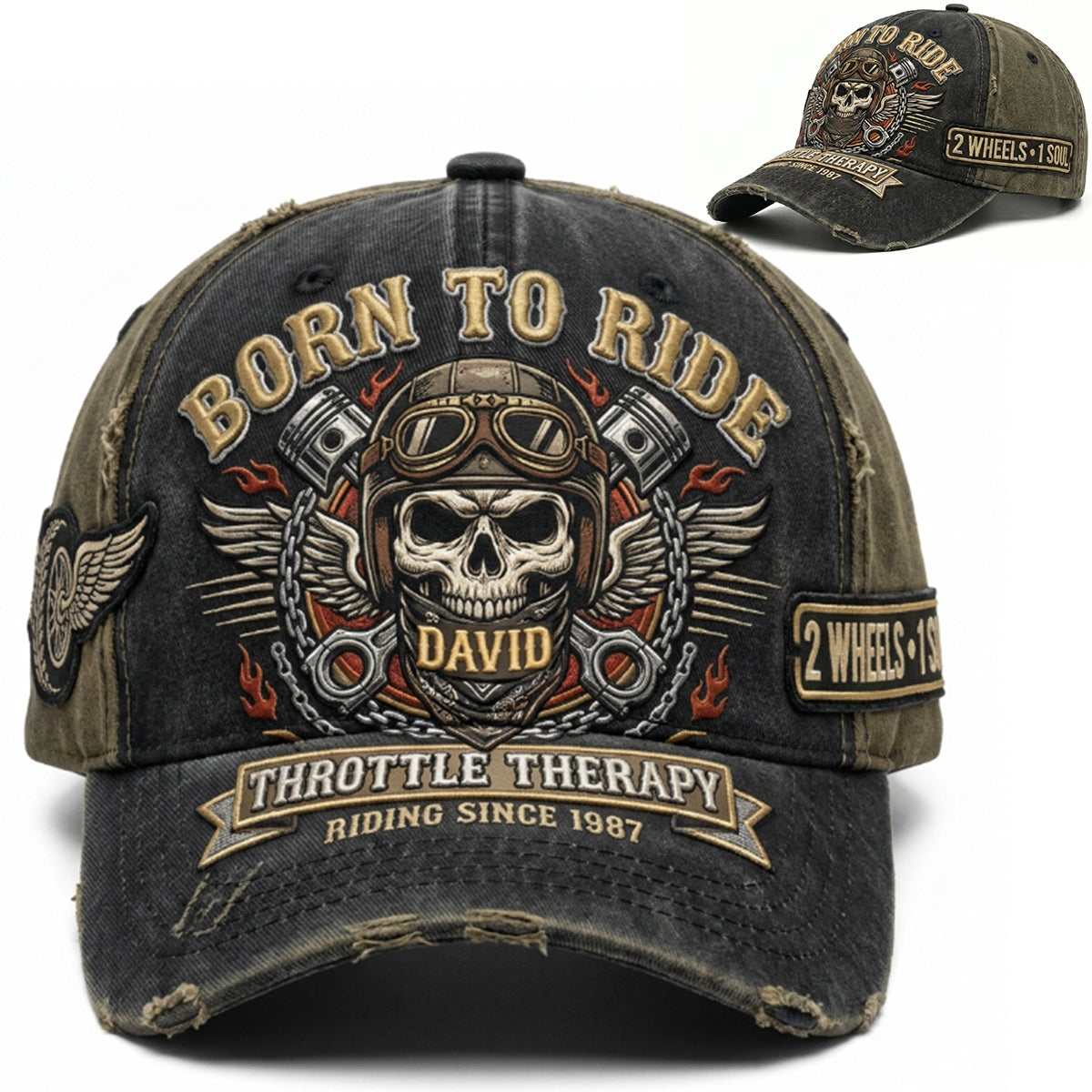 Vintage Rider Skull Classic Cap - Personalized Gifts 03hatn260626