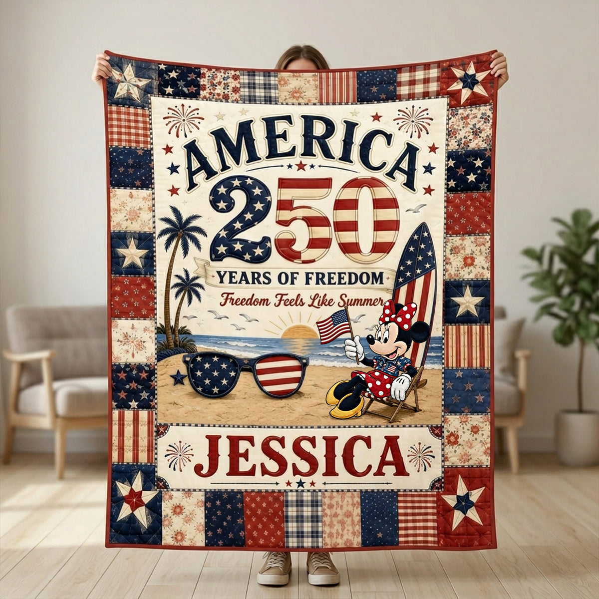 Freedom Feels Like Summer Blanket - Personalized Gifts For Patriots 01PATN040626