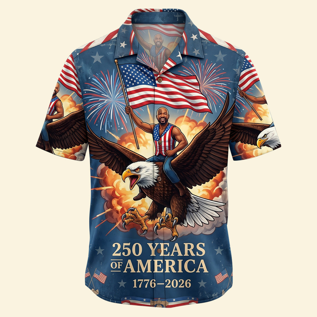 Custom Photo Free Ride With American Eagle Hawaiian Shirt, Personalized Gifts For Patriots 04qhtn300526