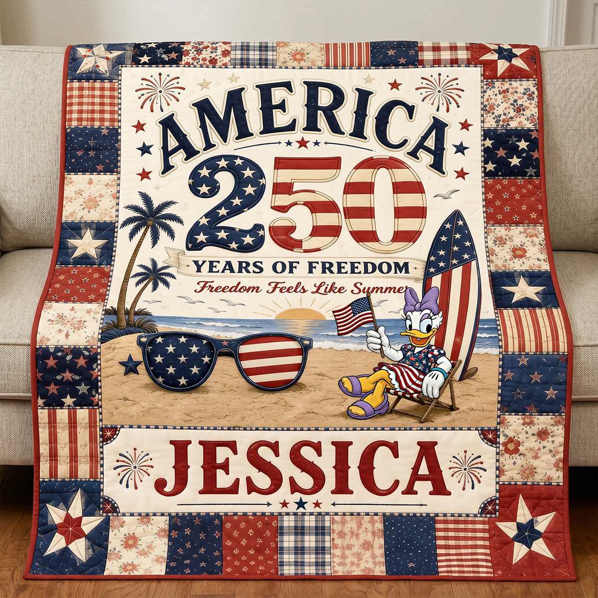 Freedom Feels Like Summer Blanket - Personalized Gifts For Patriots 131patn080626