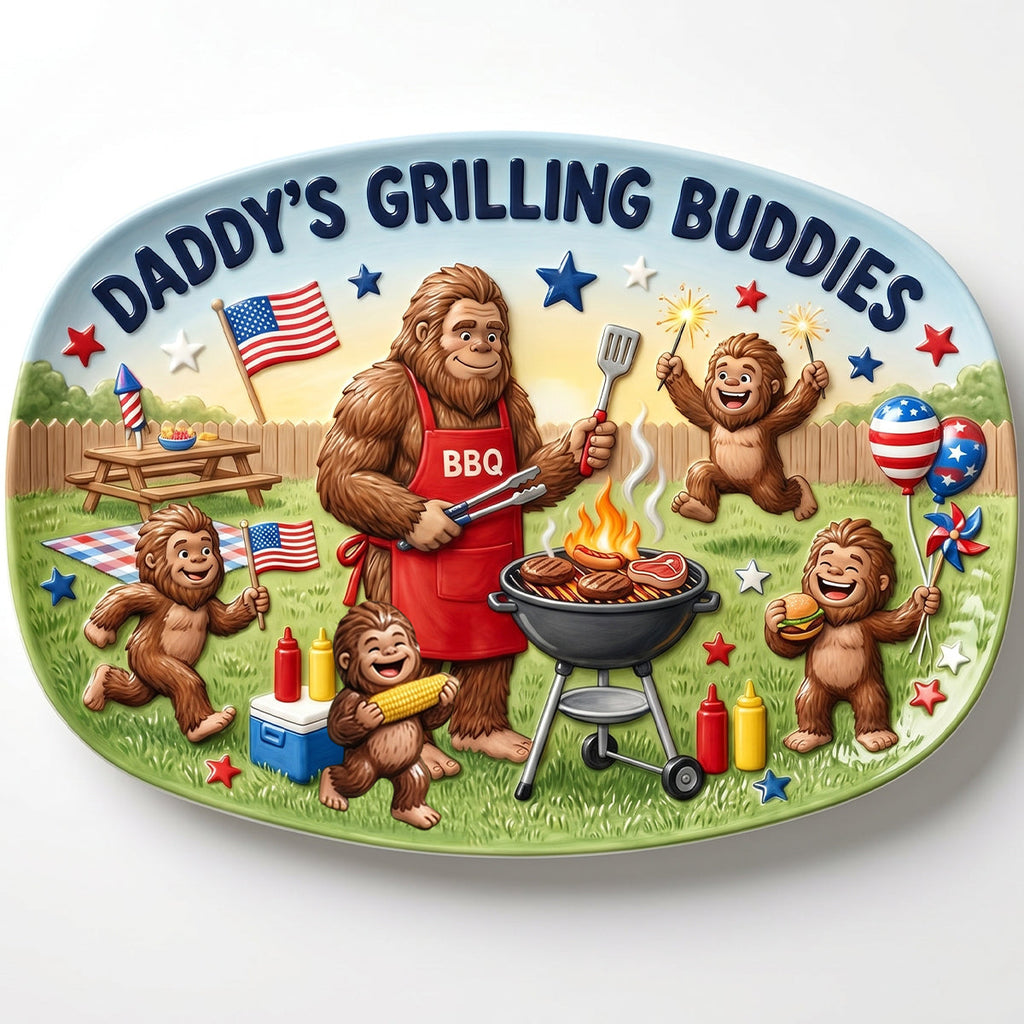 Bigfoot Dad Grilling Plate - Personalized Gifts For Dads 02natn200526