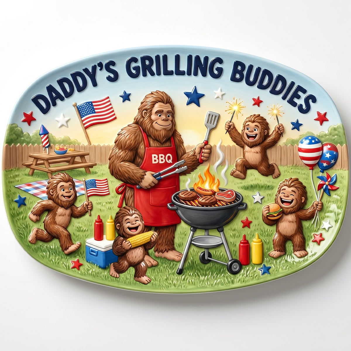 Bigfoot Dad Grilling Plate - Personalized Gifts For Dads 02natn200526
