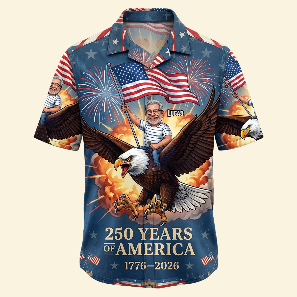 Custom Photo Free Ride With American Eagle Hawaiian Shirt, Personalized Gifts For Patriots 04qhtn300526