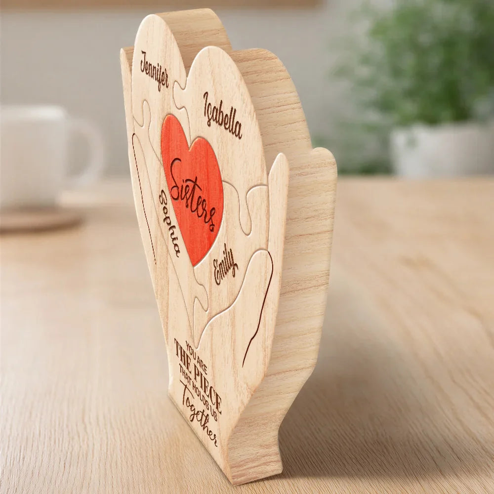 Besties Sisters You Are The Piece That Holds Us Together - Personalized Custom Shaped Wooden Puzzle