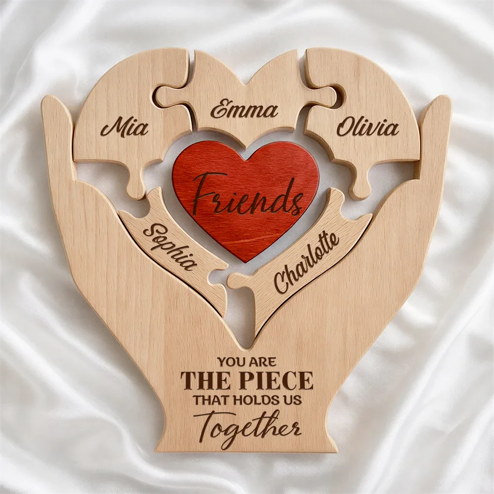 Besties Sisters You Are The Piece That Holds Us Together - Personalized Custom Shaped Wooden Puzzle