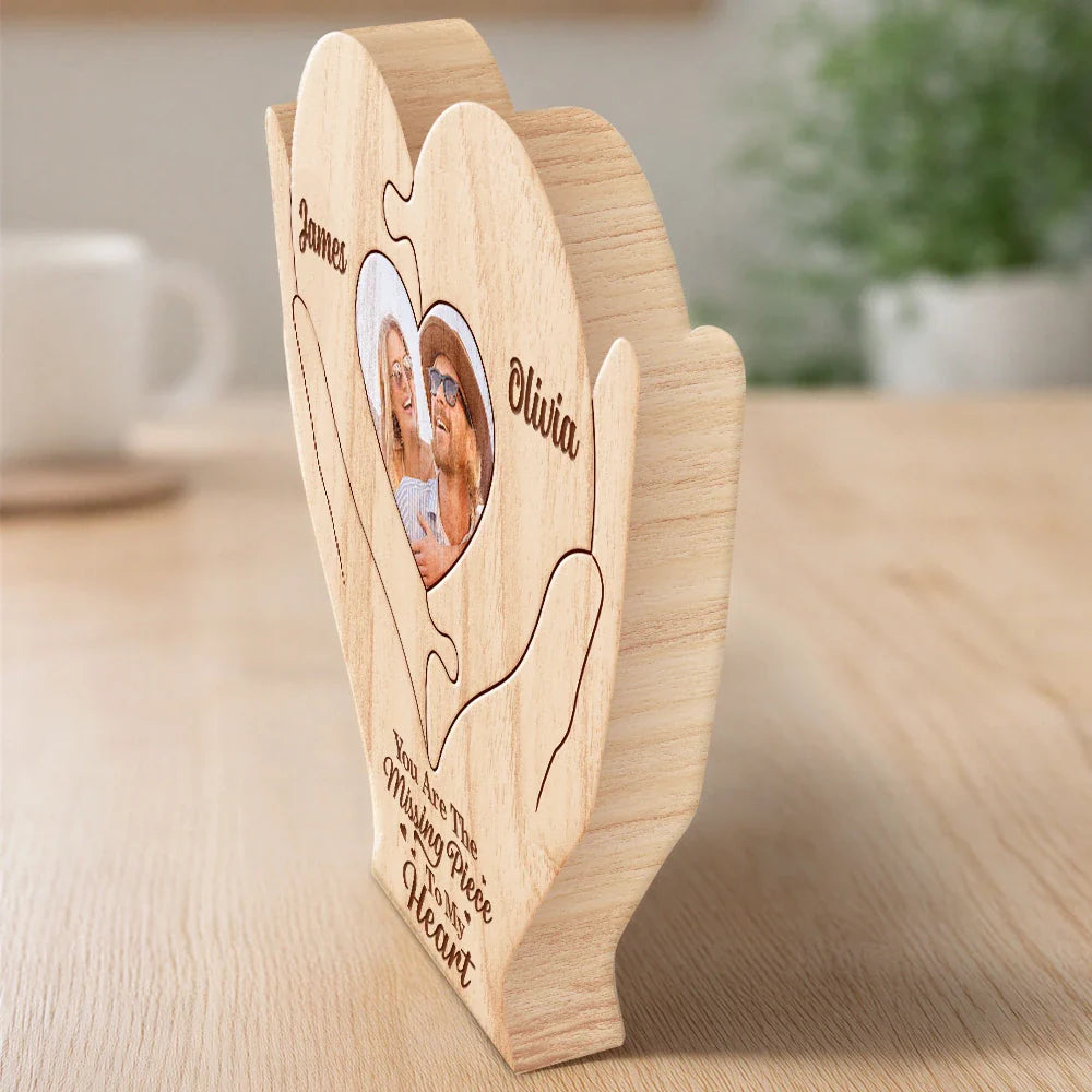 Custom Photo You Are The Missing Piece To My Heart - Personalized Custom Shaped Wooden Puzzle