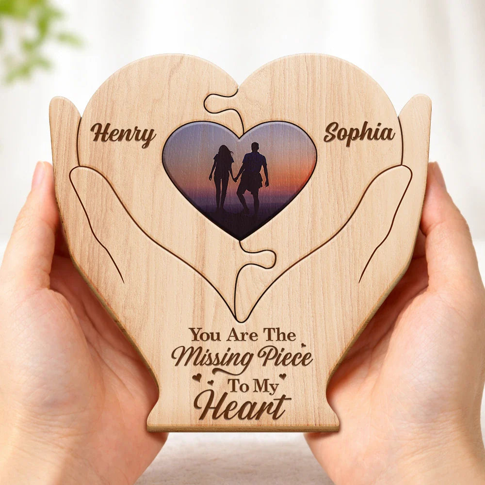 Custom Photo You Are The Missing Piece To My Heart - Personalized Custom Shaped Wooden Puzzle
