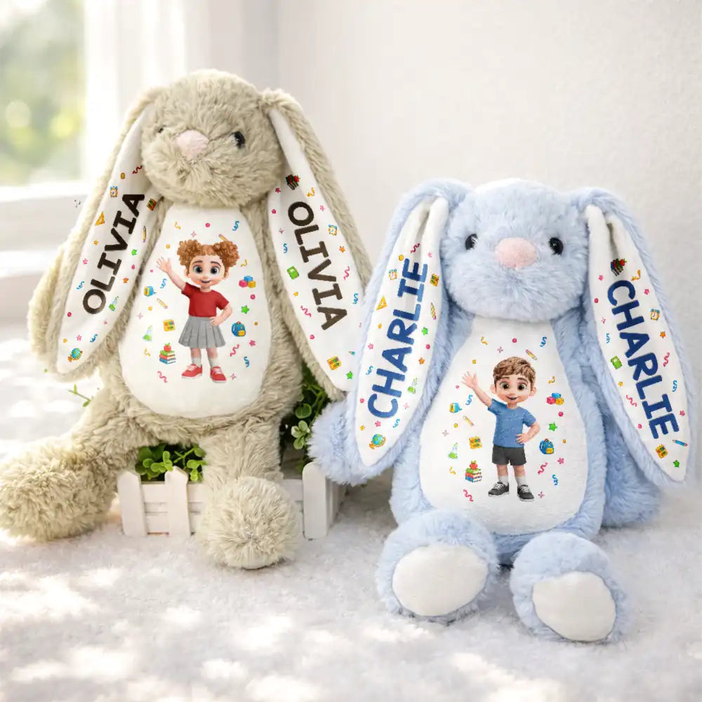 Adorable Kids Back To School - Personalized Soft Toy Bunny