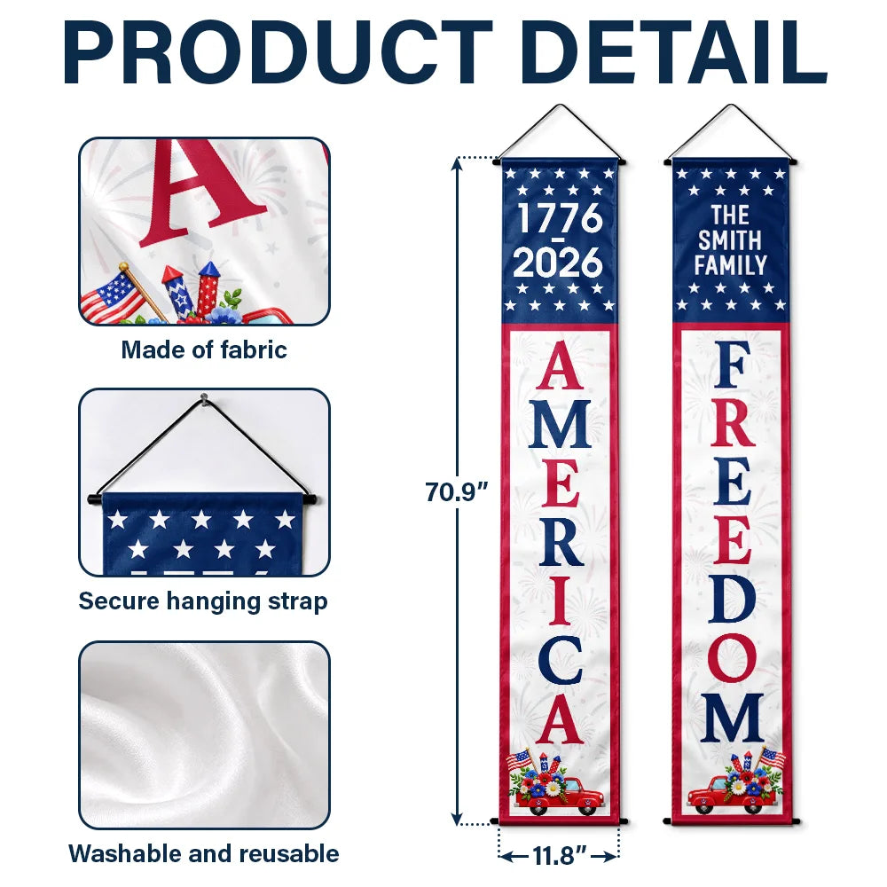 America 250 Years Of Freedom - Personalized Porch Banners