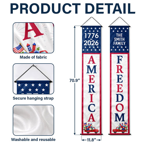 America 250 Years Of Freedom - Personalized Porch Banners