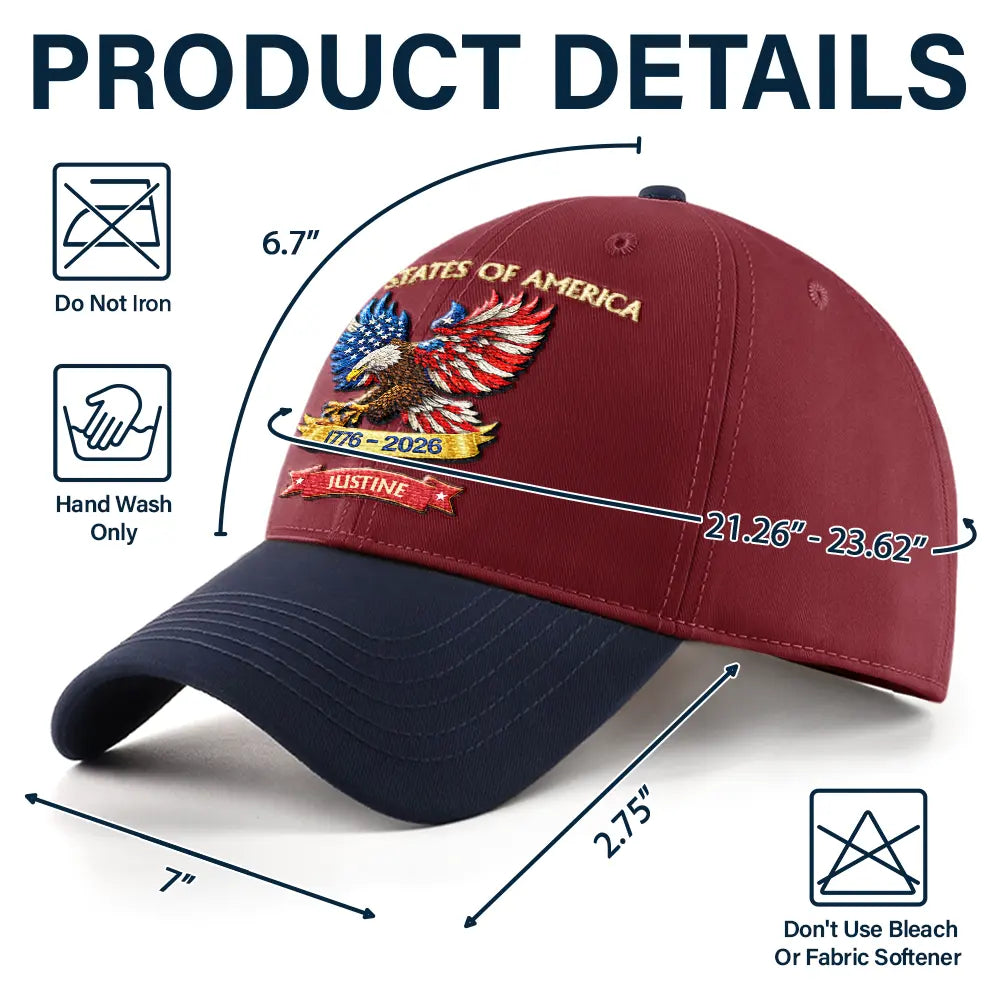 America 250th Anniversary - Personalized Embroidered Two Tone Cap