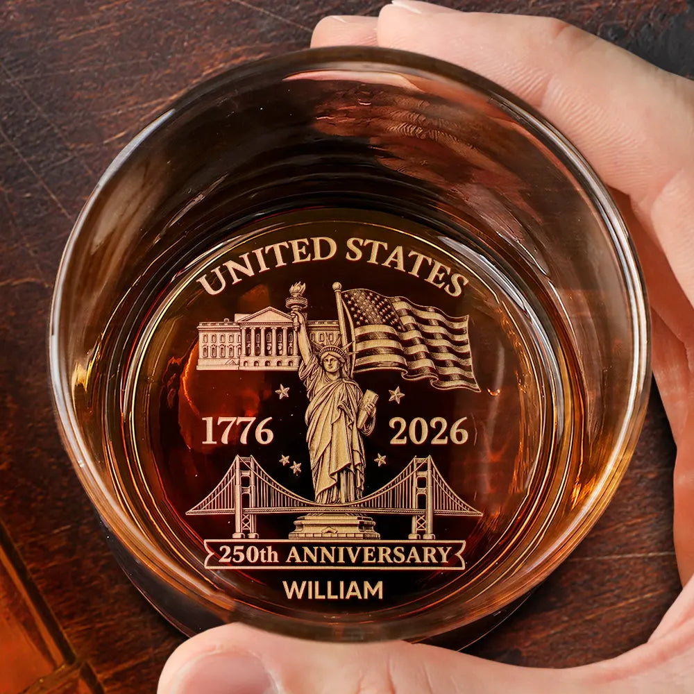 America 250th Anniversary - Personalized Whiskey Glass