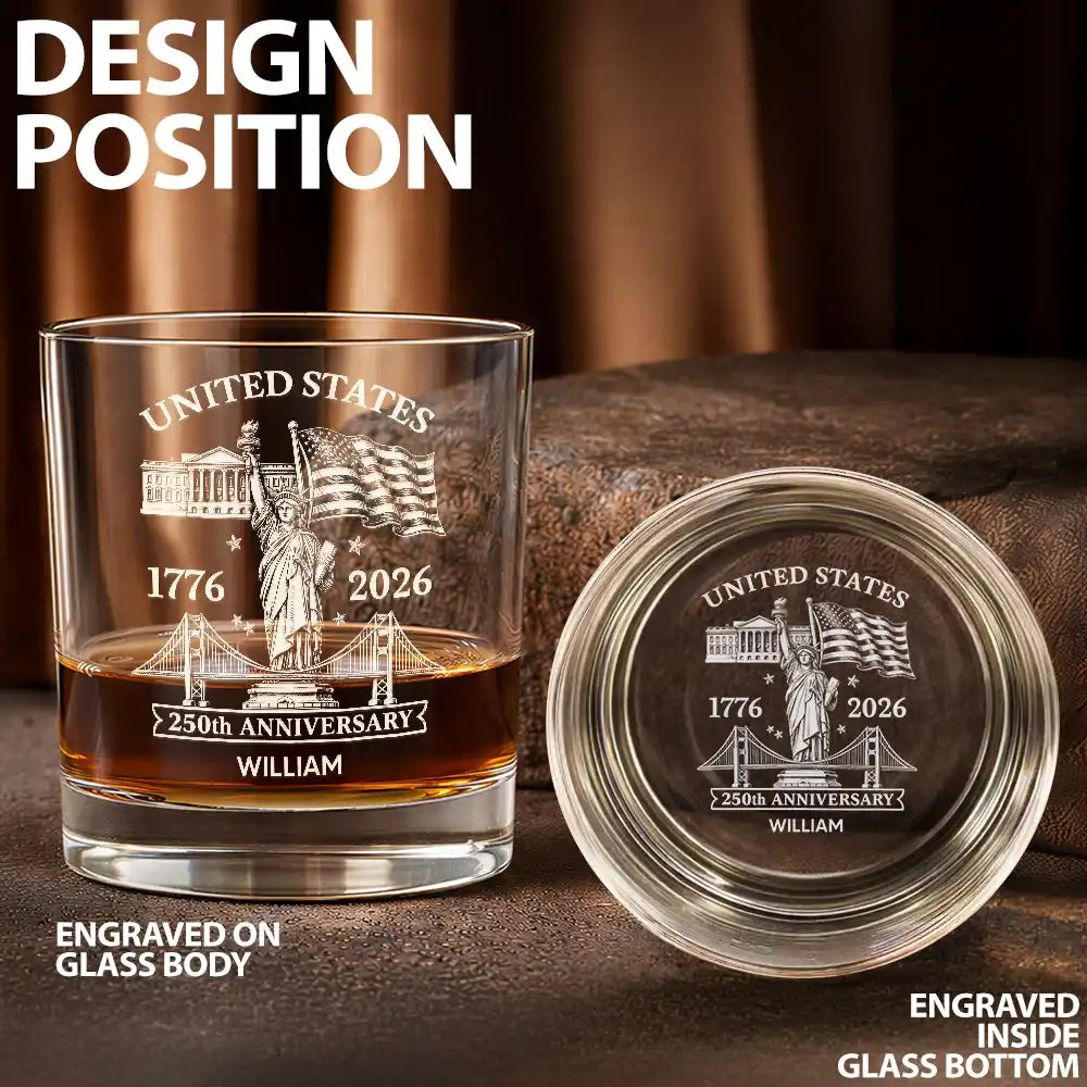 America 250th Anniversary - Personalized Whiskey Glass