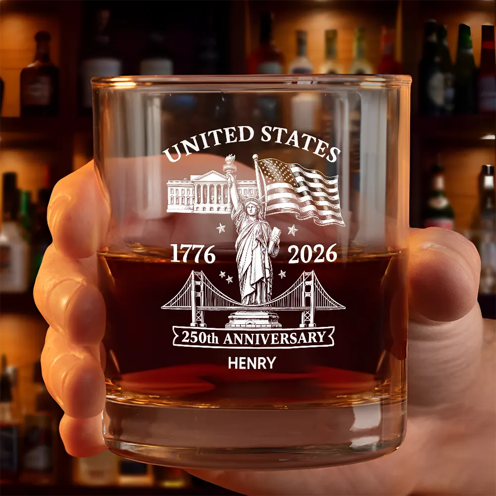 America 250th Anniversary - Personalized Whiskey Glass