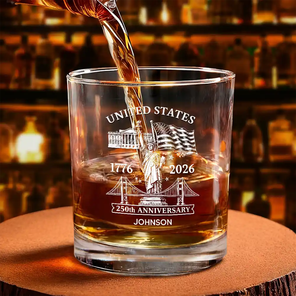America 250th Anniversary - Personalized Whiskey Glass
