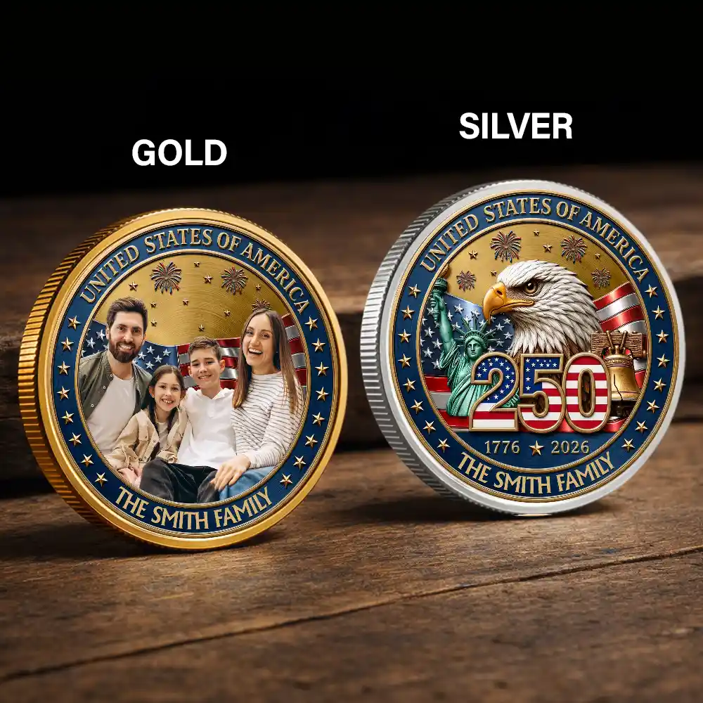 America 250th Anniversary Family Name - Personalized Commemorative Keepsake Coin
