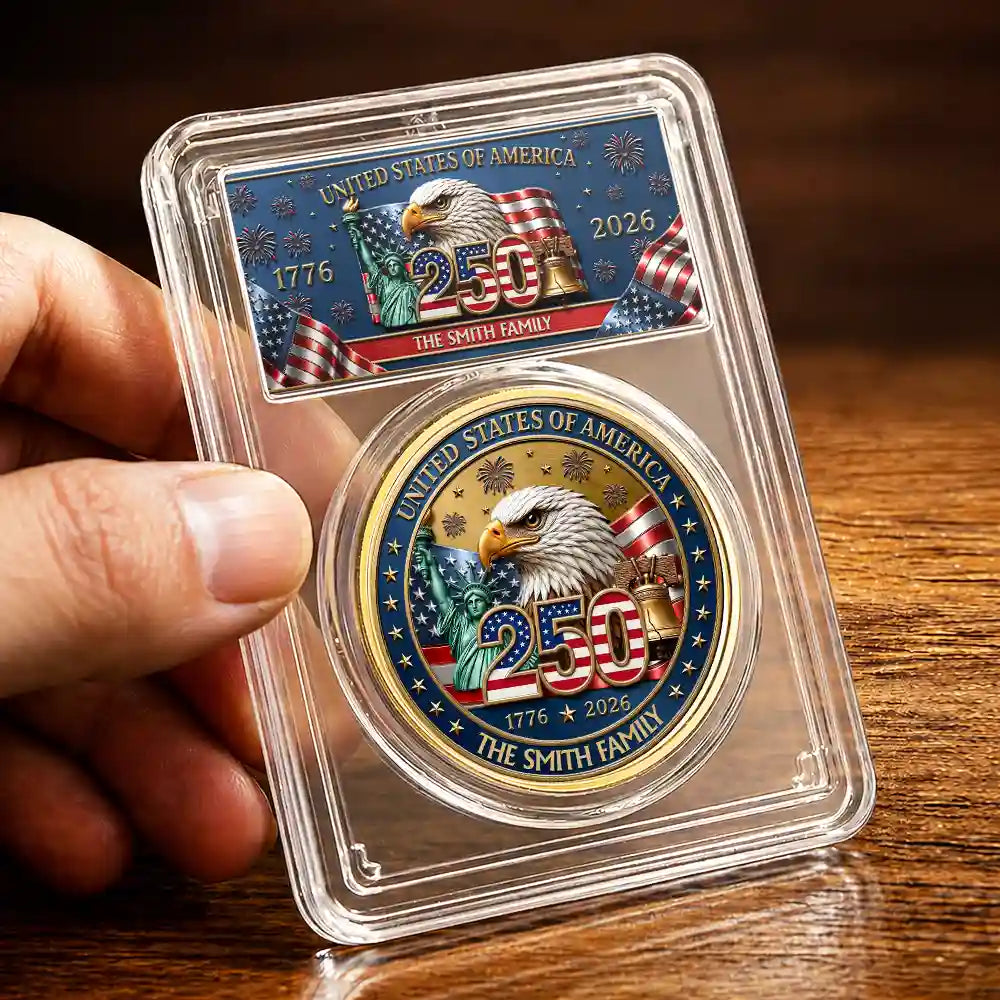 America 250th Anniversary Family Name - Personalized Commemorative Keepsake Coin