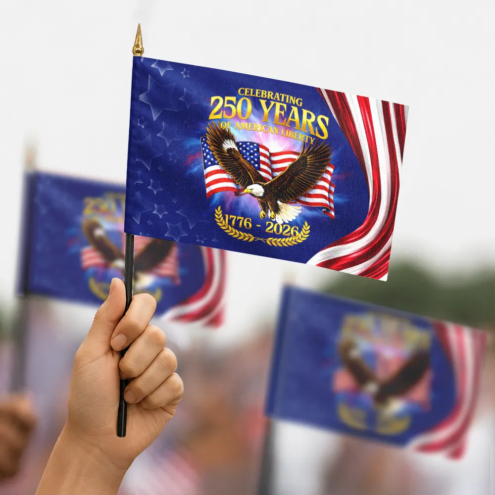 America 250th Anniversary US Pride Patriotic Eagle - Personalized Handheld Flag