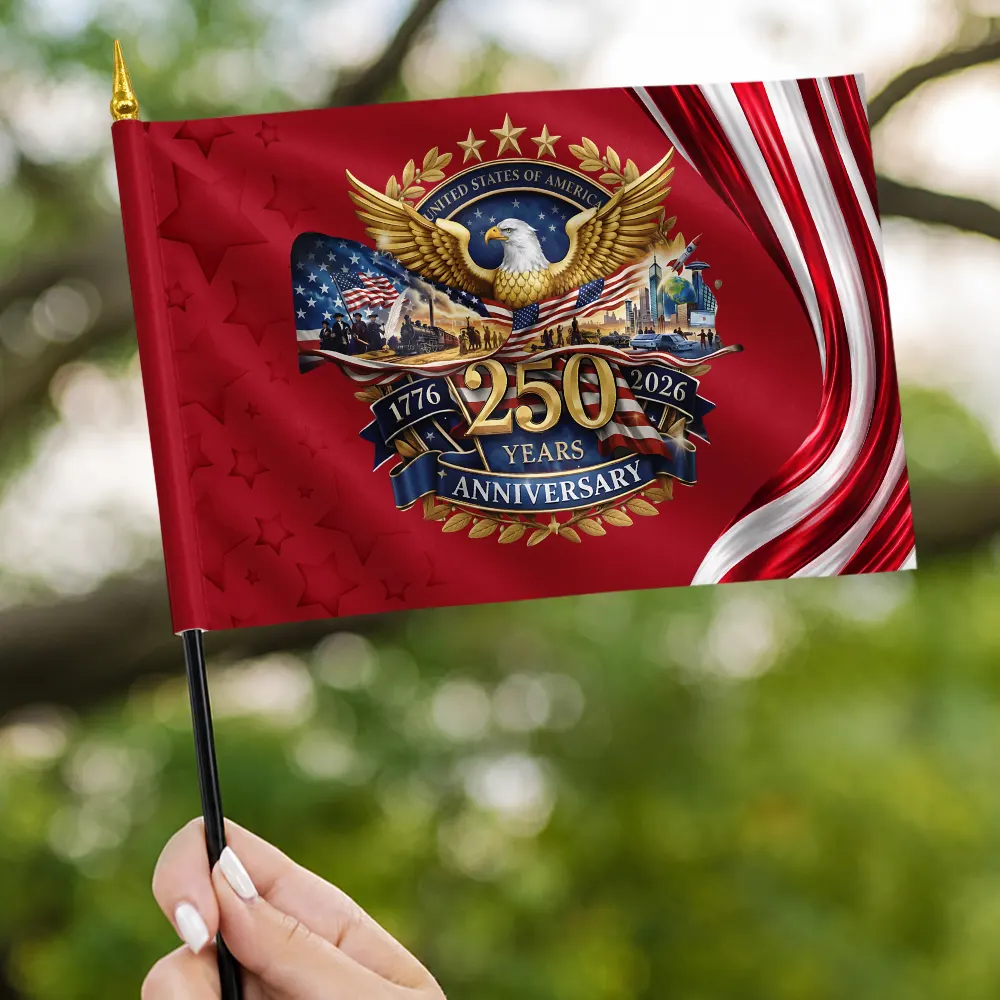 America 250th Anniversary US Pride Patriotic Eagle - Personalized Handheld Flag