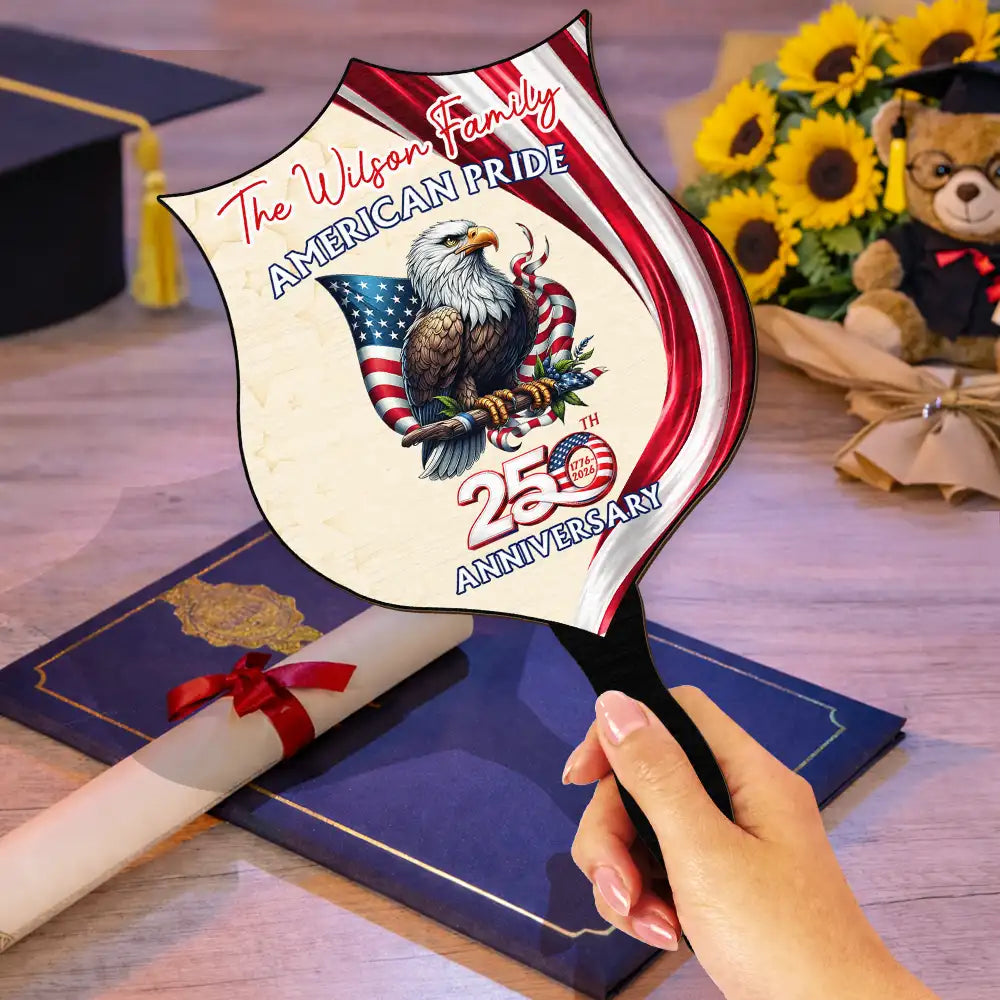 America 250th Anniversary US Proud Patriotic Eagle - Personalized Handheld Fan