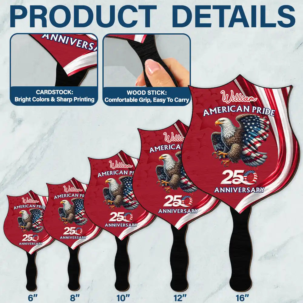 America 250th Anniversary US Proud Patriotic Eagle - Personalized Handheld Fan