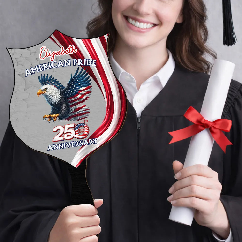 America 250th Anniversary US Proud Patriotic Eagle - Personalized Handheld Fan