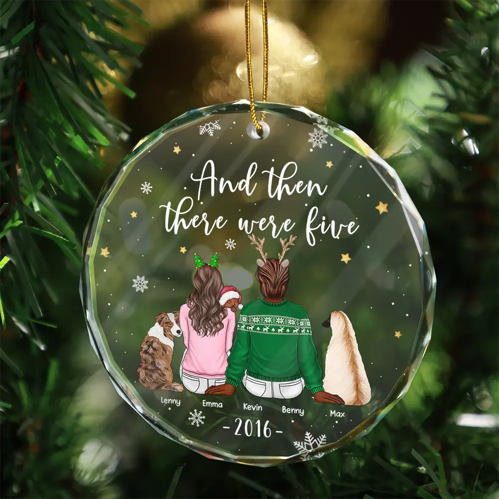 And Then There Were Four New Baby Dog Cat - Personalized Circle Glass Ornament