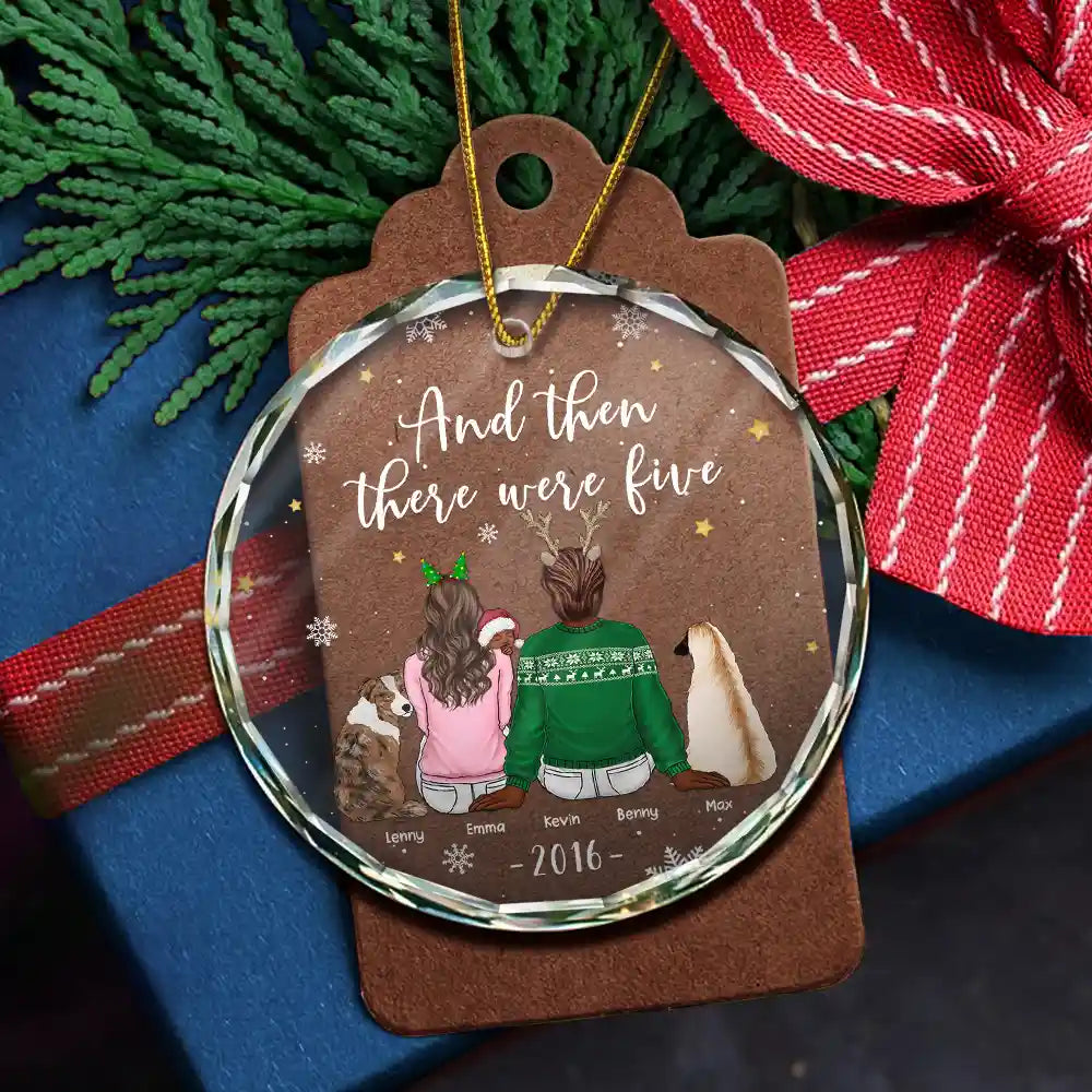 And Then There Were Four New Baby Dog Cat - Personalized Circle Glass Ornament