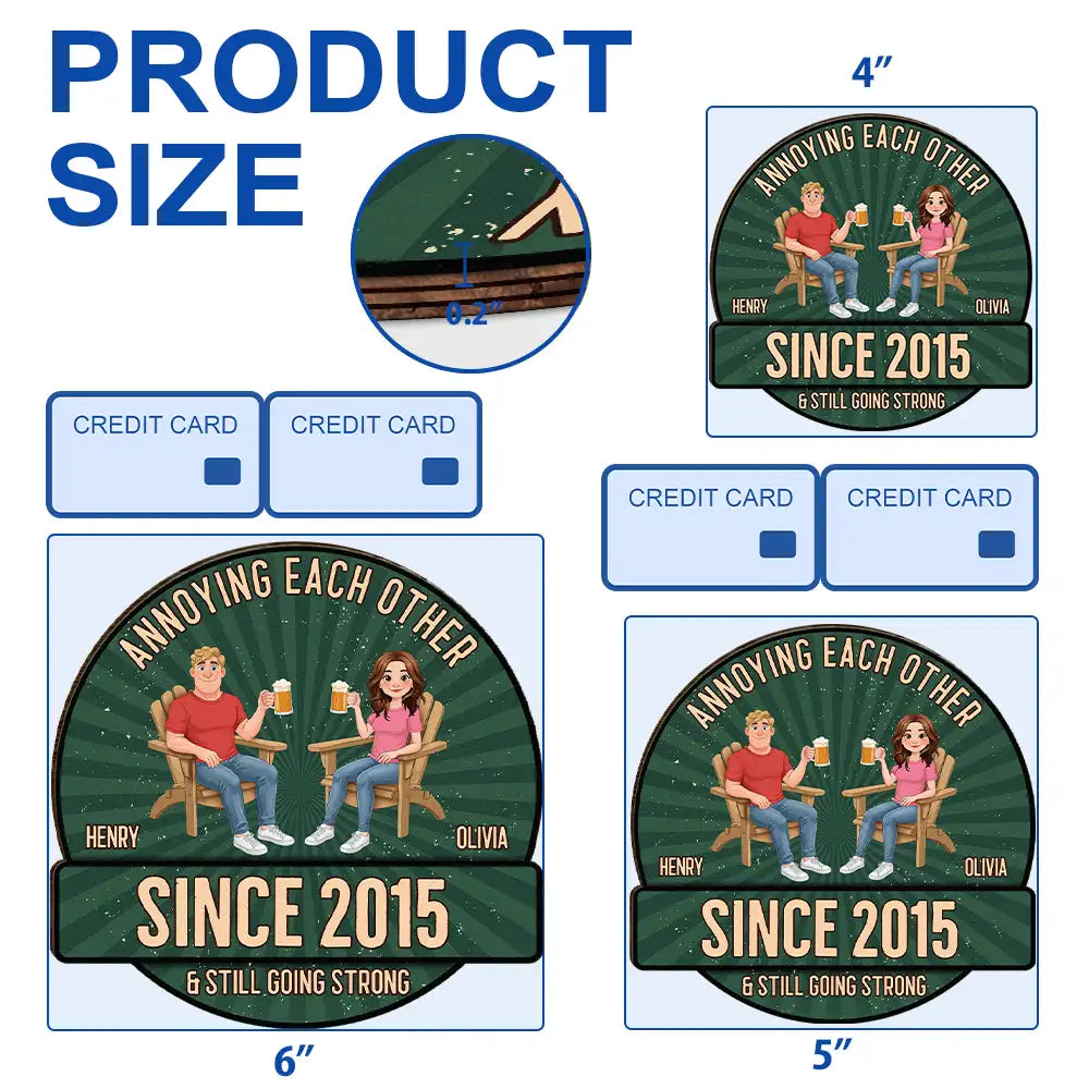Animate Couple Annoying Each Other - Personalized Custom Shaped Wood Sign