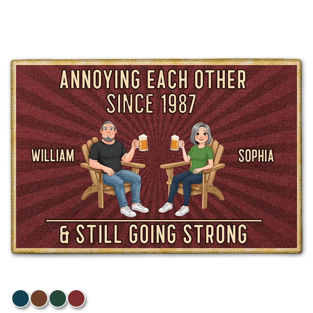 Animate Couple Annoying Each Other - Personalized Doormat