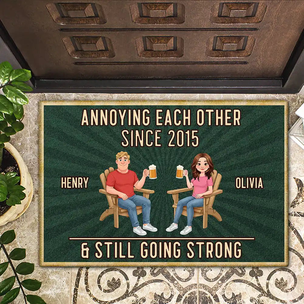 Animate Couple Annoying Each Other - Personalized Doormat