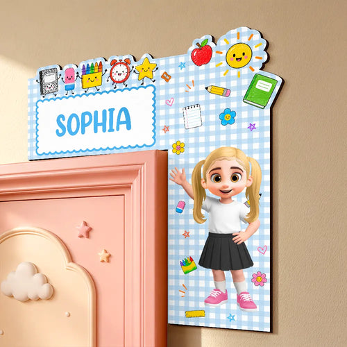 Apple Pencil Preschool Kindergarten Boy Girl - Personalized Door Corner Wood Sign