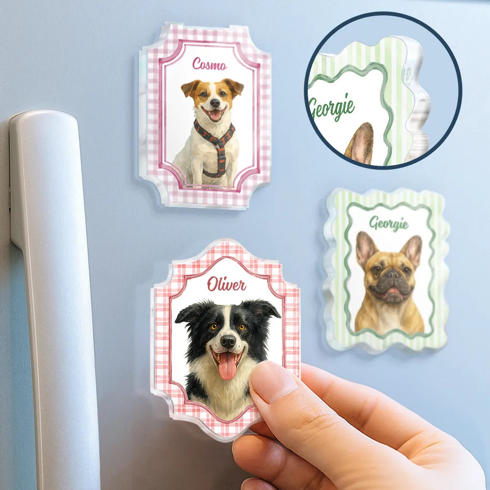 Custom Photo Realistic Watercolor Art Dog Cat Pet Baby Portrait Vintage - Personalized Acrylic Magnet