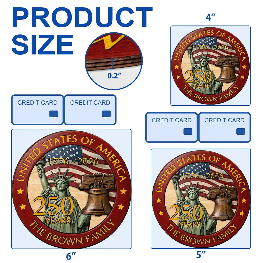 250th Anniversary USA - Personalized Custom Shaped Wood Sign
