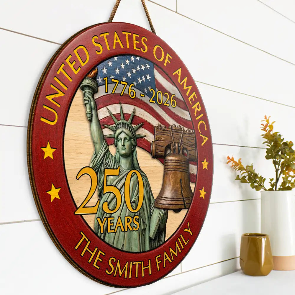 250th Anniversary USA - Personalized Custom Shaped Wood Sign