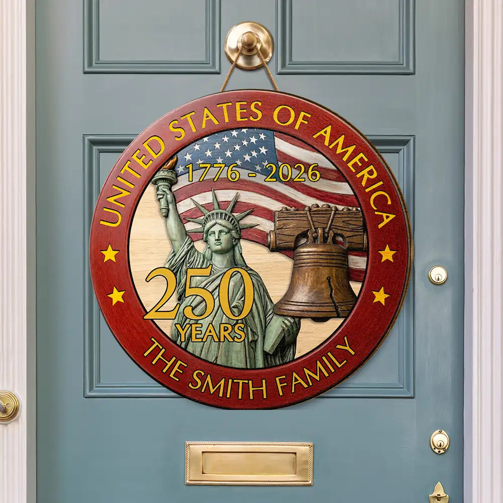 250th Anniversary USA - Personalized Custom Shaped Wood Sign