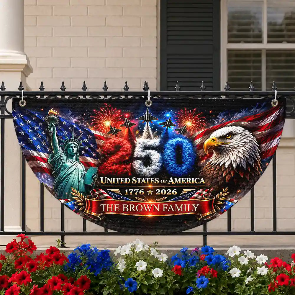 America 250th Anniversary - Personalized Non-Pleated Fan Flag