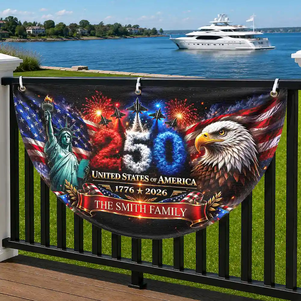 America 250th Anniversary - Personalized Non-Pleated Fan Flag