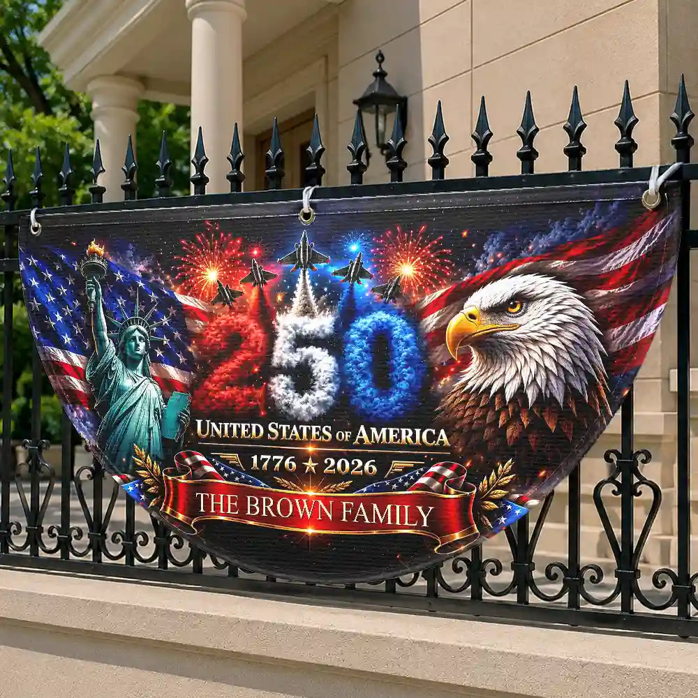 America 250th Anniversary - Personalized Non-Pleated Fan Flag