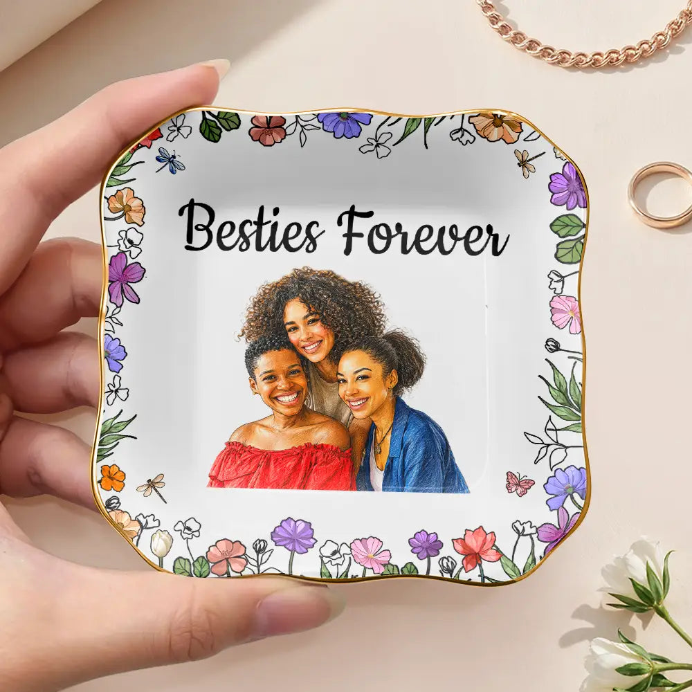 Custom Photo Colored Pencil Sketch No One Will Ever Be As Entertained By Us As Us - Personalized Ring Dish