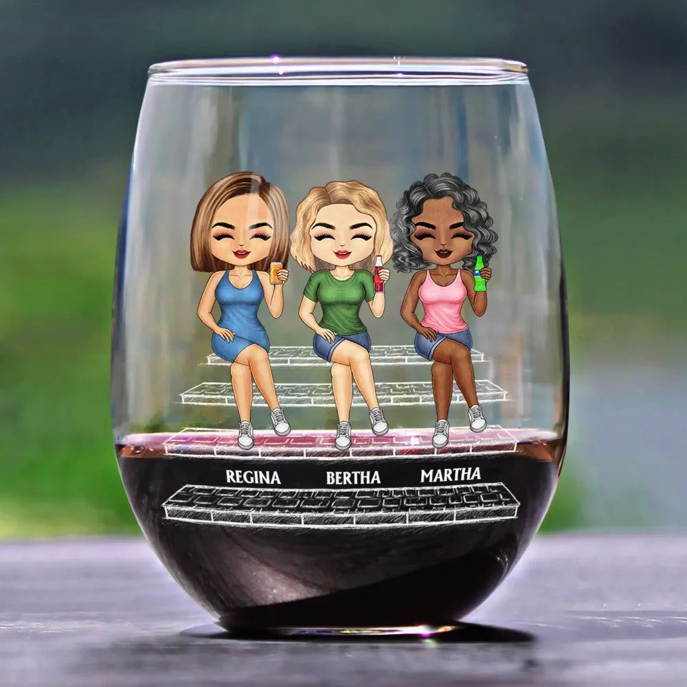 We're Not Sugar And Spice And Everything Nice We're Sage And Hood - Personalized Stemless Wine Glass