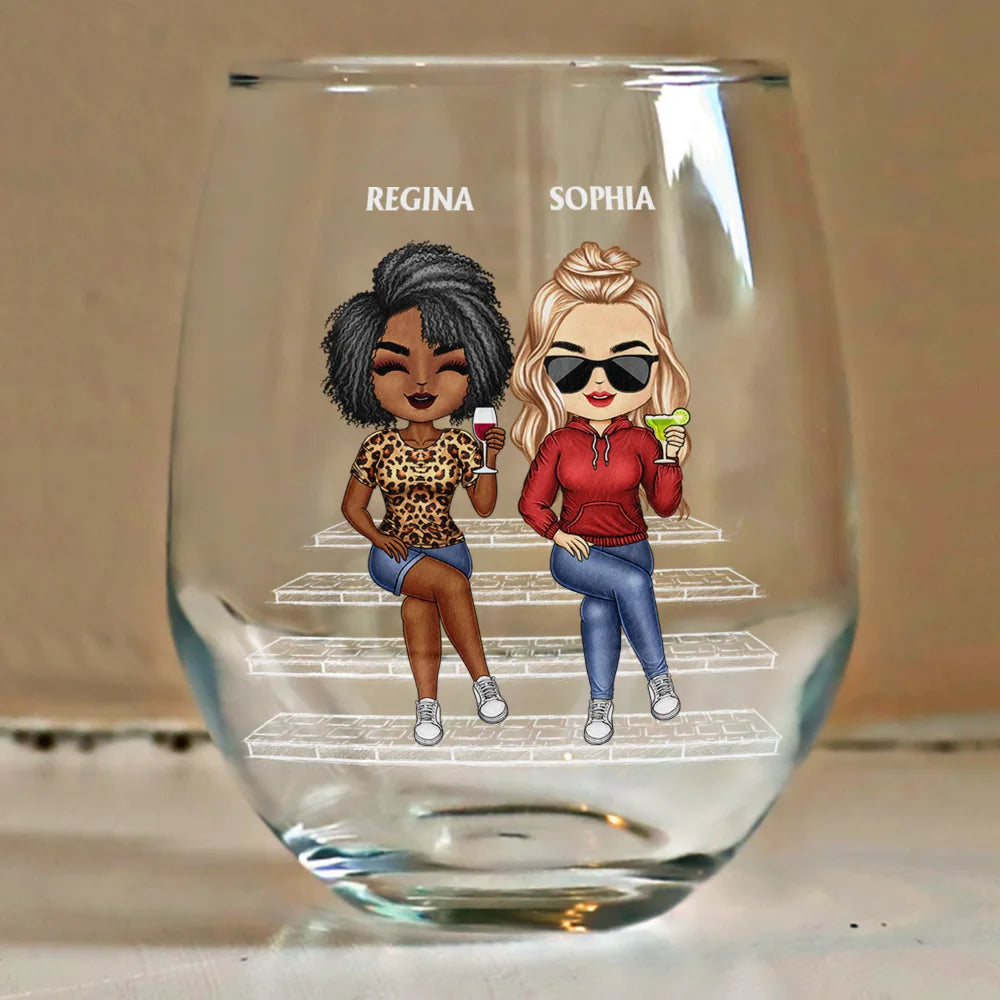We're Not Sugar And Spice And Everything Nice We're Sage And Hood - Personalized Stemless Wine Glass